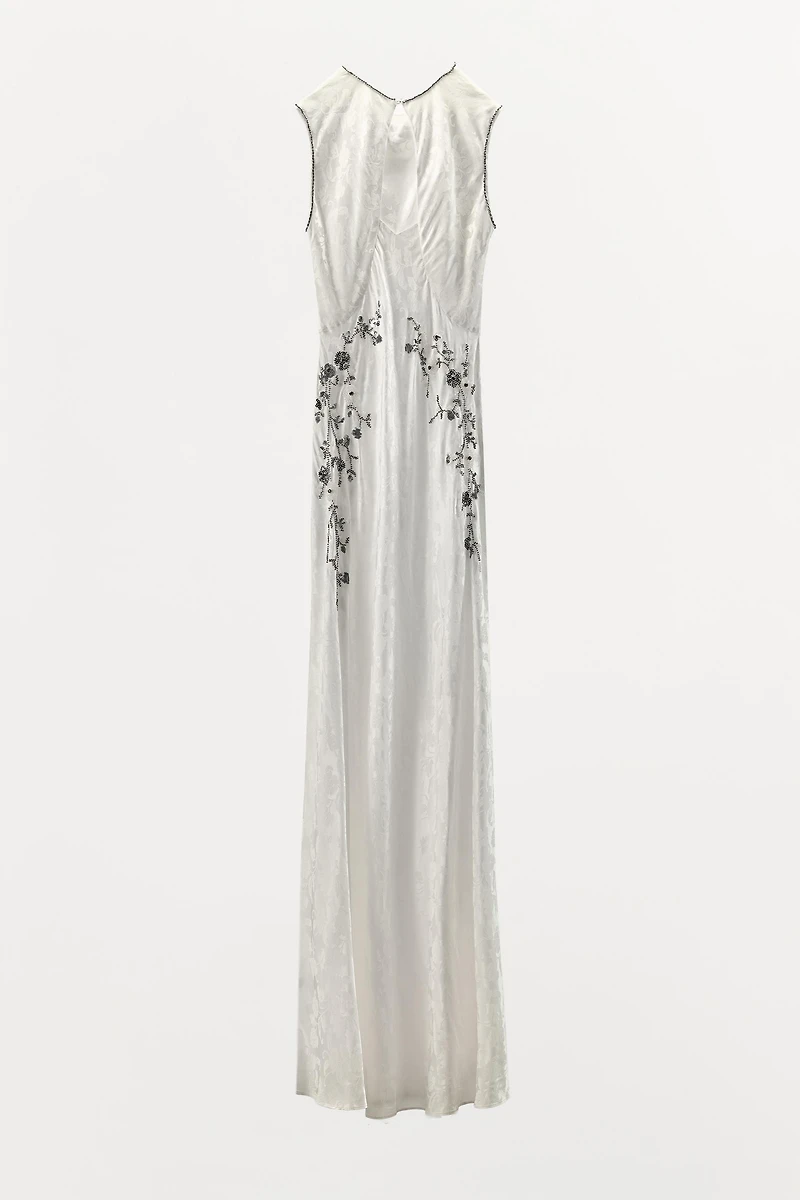 SEQUIN BEADED JACQUARD DRESS