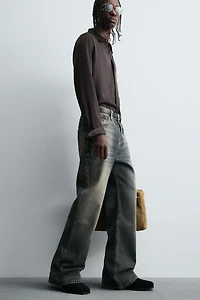 CONTRAST PIPING SATIN EFFECT SHIRT