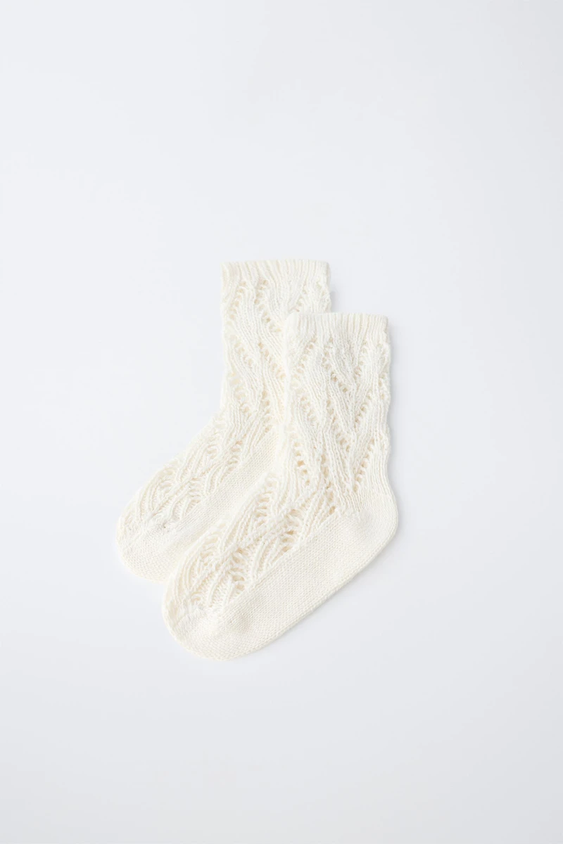 COTTON AND SILK OPENWORK MID-LENGTH SOCKS