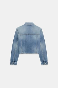 TRF DENIM JACKET WITH SHOULDER PADS