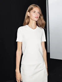 T-shirt 100 % coton à col en V