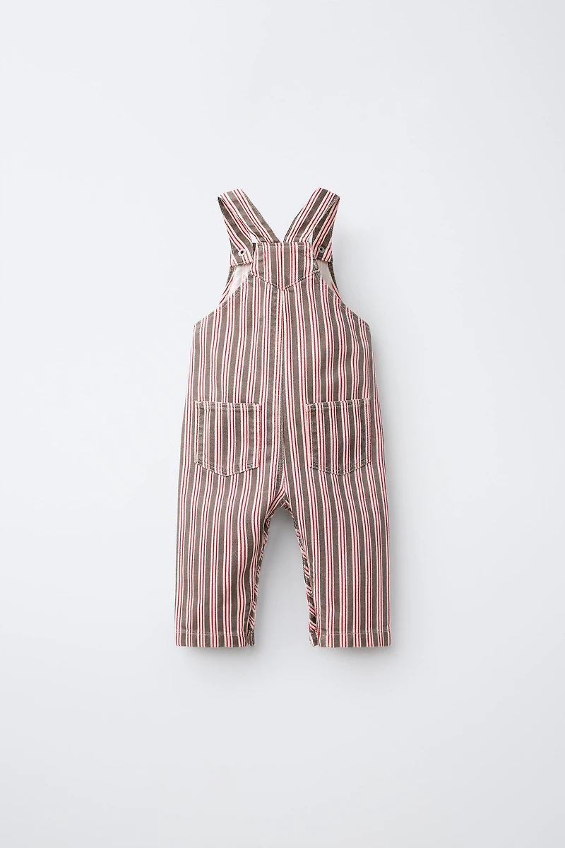 STRIPED TWILL OVERALLS