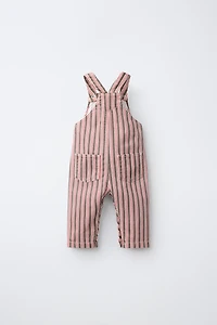 STRIPED TWILL OVERALLS