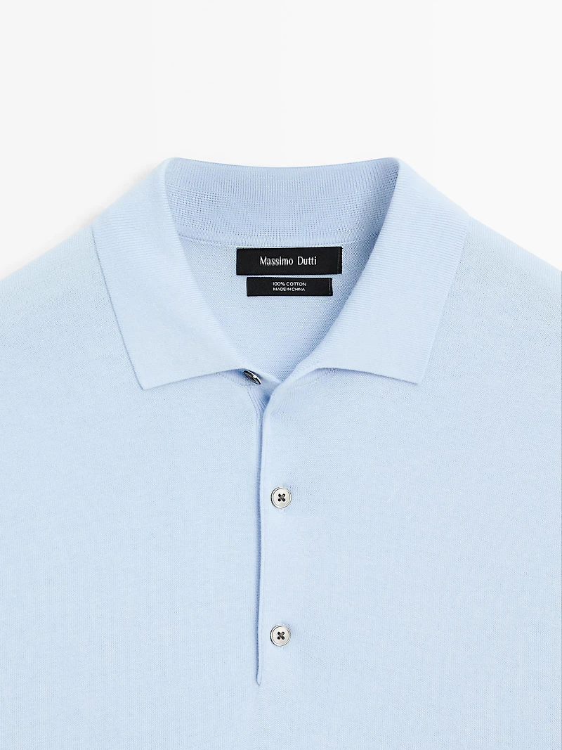 Short sleeve knit polo shirt