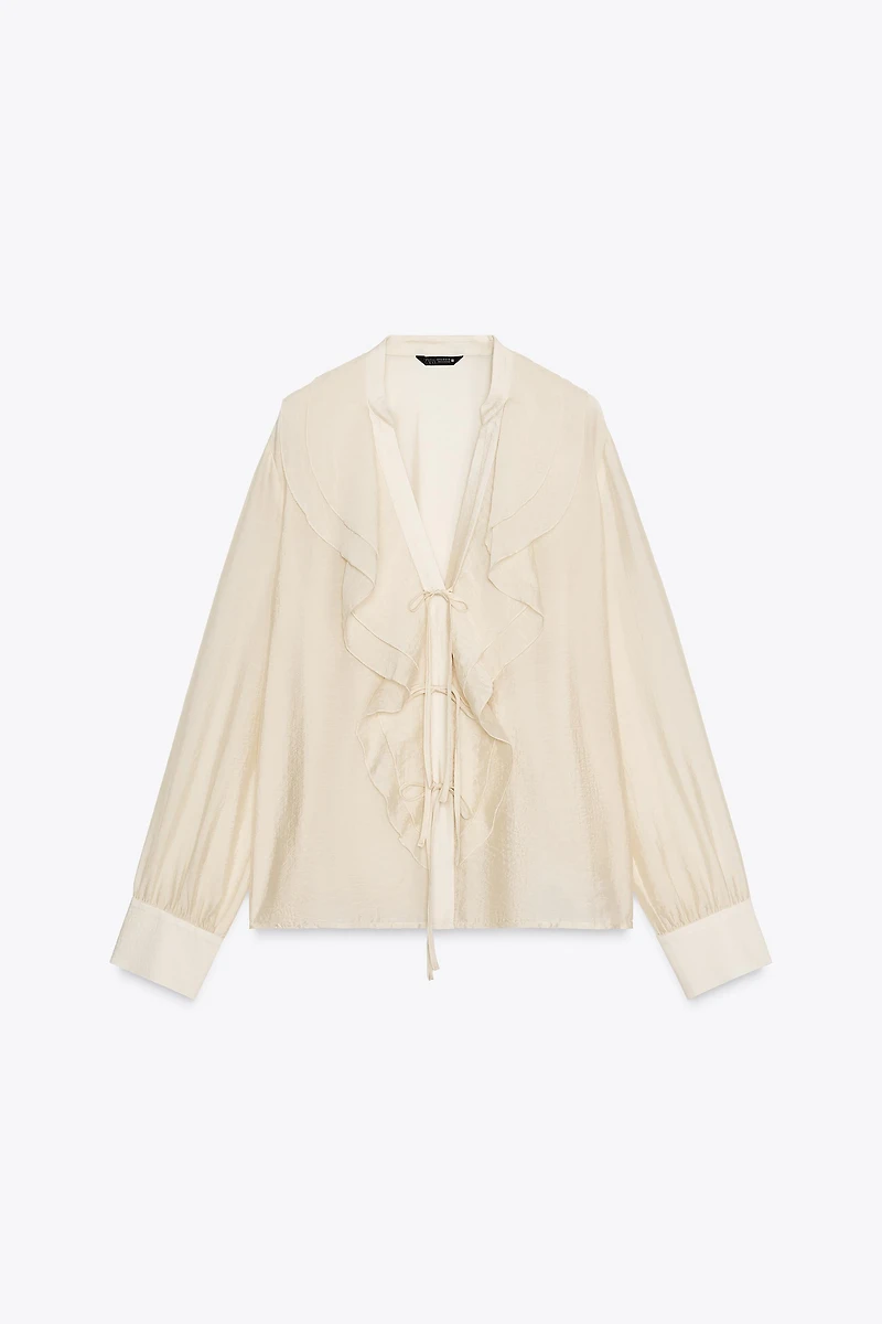 RUFFLED TIE BLOUSE