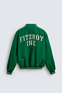 CONTRAST EMBROIDERY BOMBER JACKET