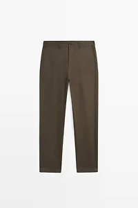 Linen and cotton straight-leg pants
