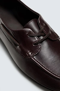 LEATHER BOAT SHOES WITH VIBRAM® SOLE AARON LEVINE X ZARA