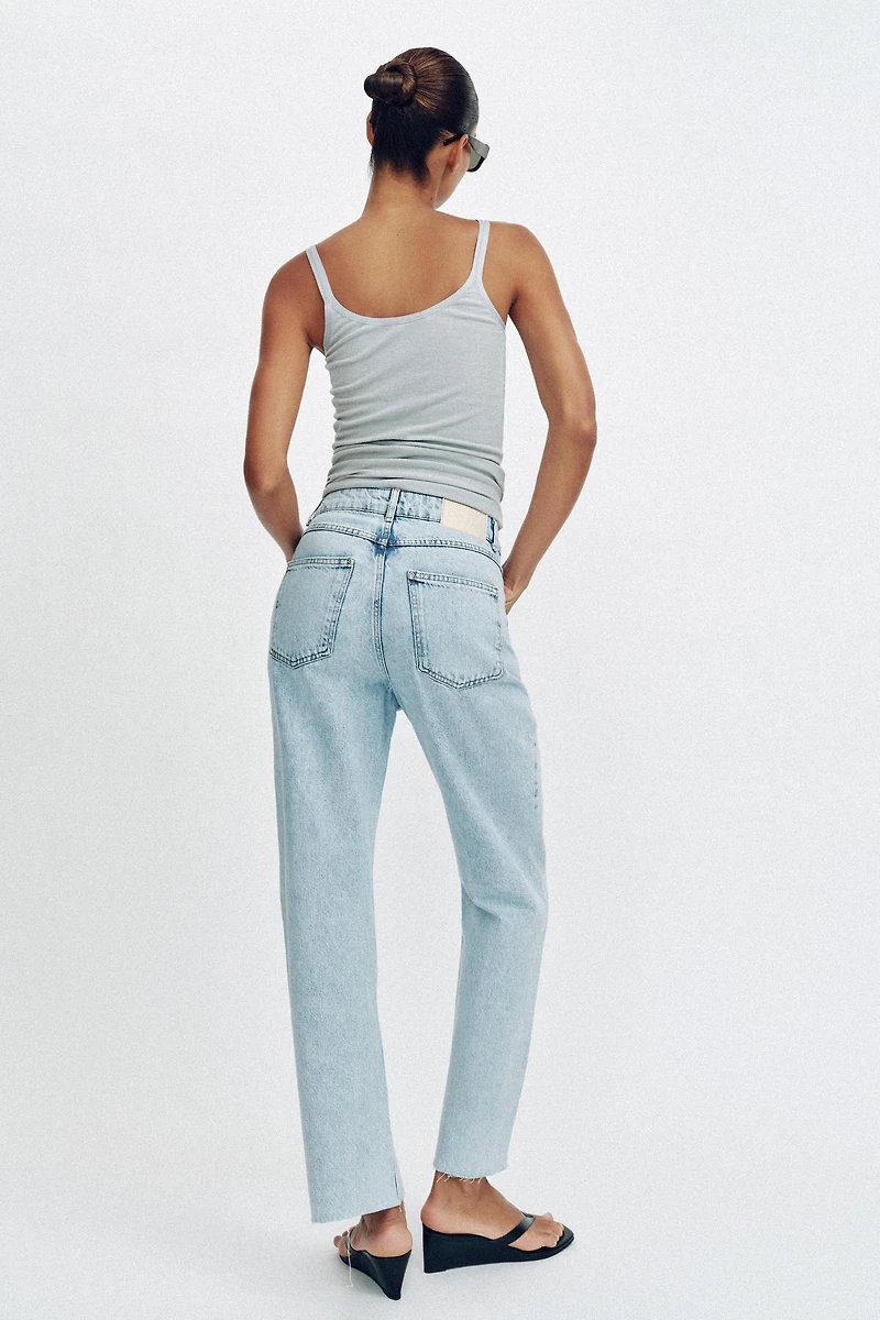 Z1975 HIGH-WAISTED CRISS-CROSS WAIST STRAIGHT JEANS
