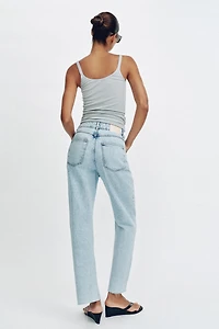 Z1975 HIGH-WAISTED CRISS-CROSS WAIST STRAIGHT JEANS