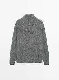 Flecked knit wool blend polo sweater