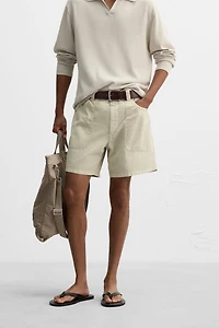 WASHED COTTON BERMUDA SHORTS