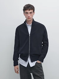 Wool blend cardigan with zip detail