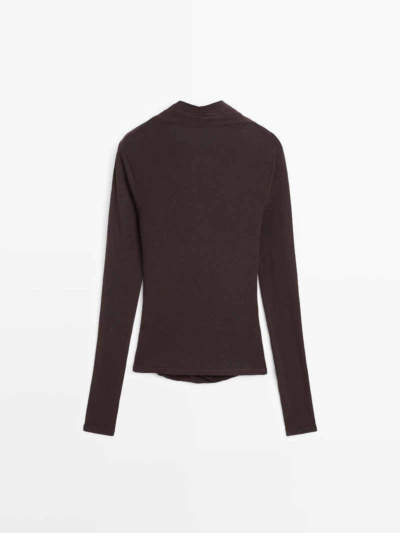 Draped long sleeve T-shirt