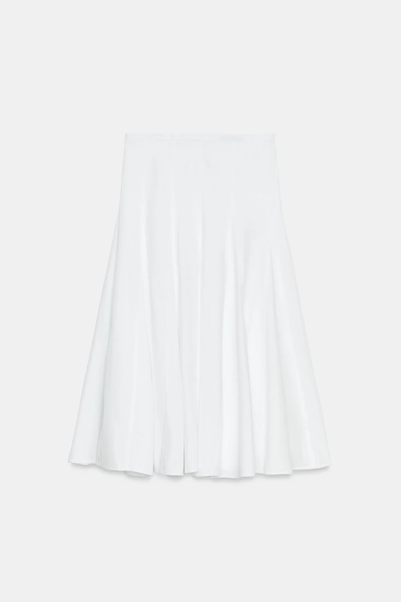 GODET MIDI SKIRT TRF