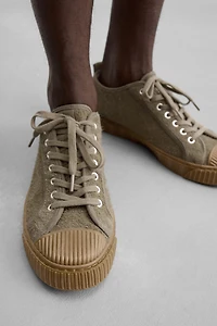 CONTRAST LEATHER SNEAKERS