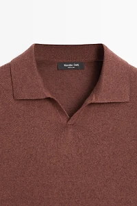 Linen blend knit polo sweater