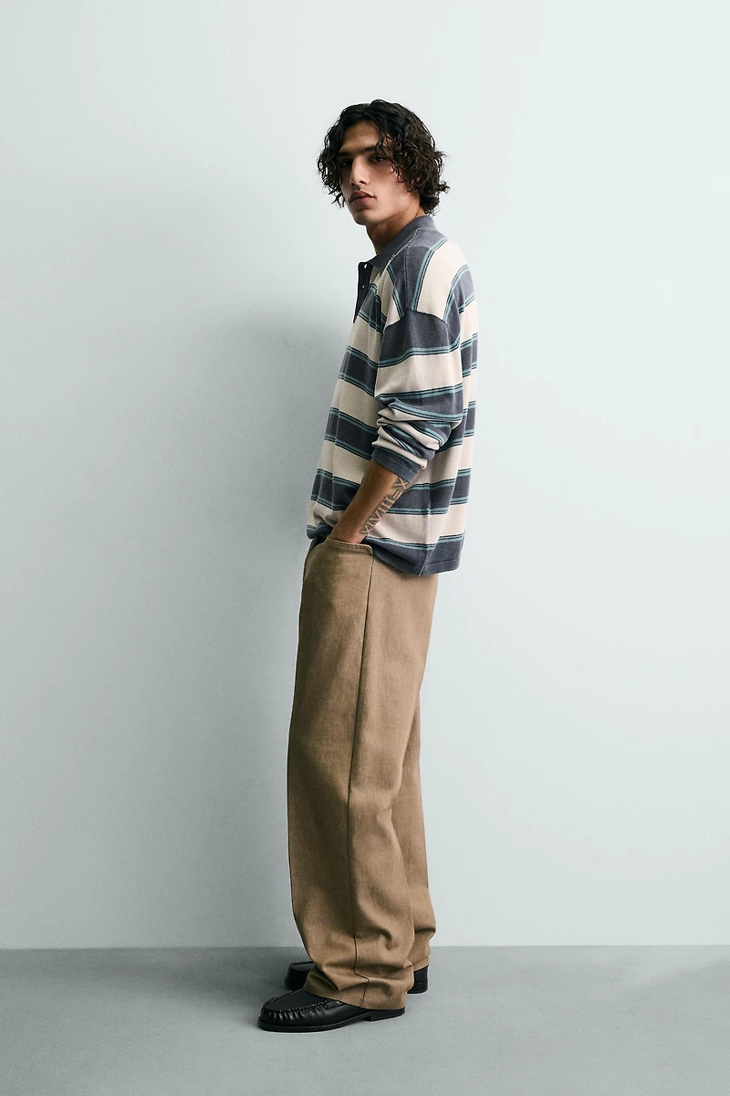 STRIPED RELAXED FIT KNIT POLO
