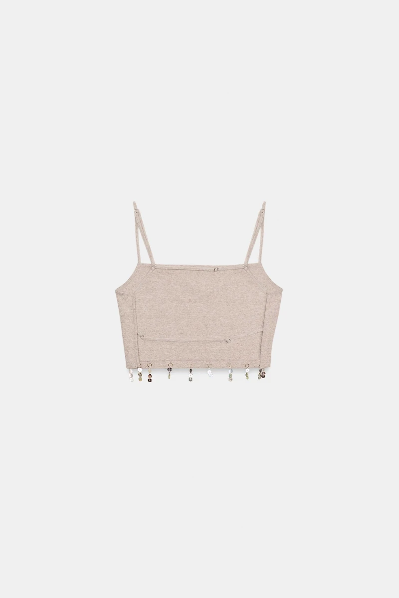 FRINGE BUTTON CROP TOP