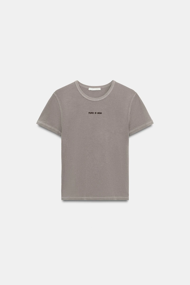 SHORT SLEEVE TEXT T-SHIRT