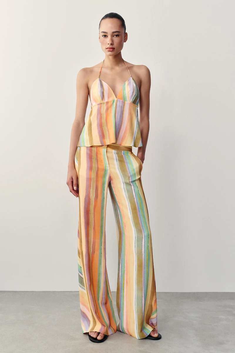 STRIPED WIDE LEG PANTS