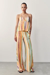 STRIPED WIDE LEG PANTS