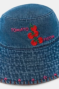 CHAPEAU BOB EN DENIM BRODERIES TOMATES