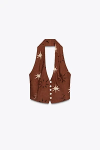 SUN PRINT LINEN TOP