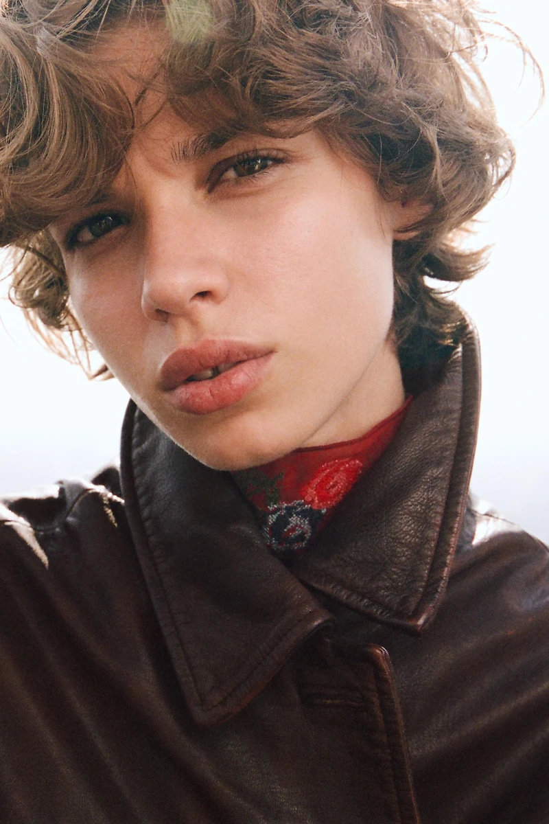 VESTE EN CUIR DÉLAVÉ