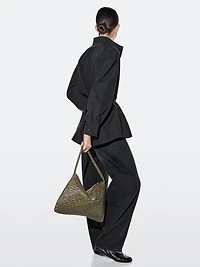Mid-sized braided leather shoulder bag