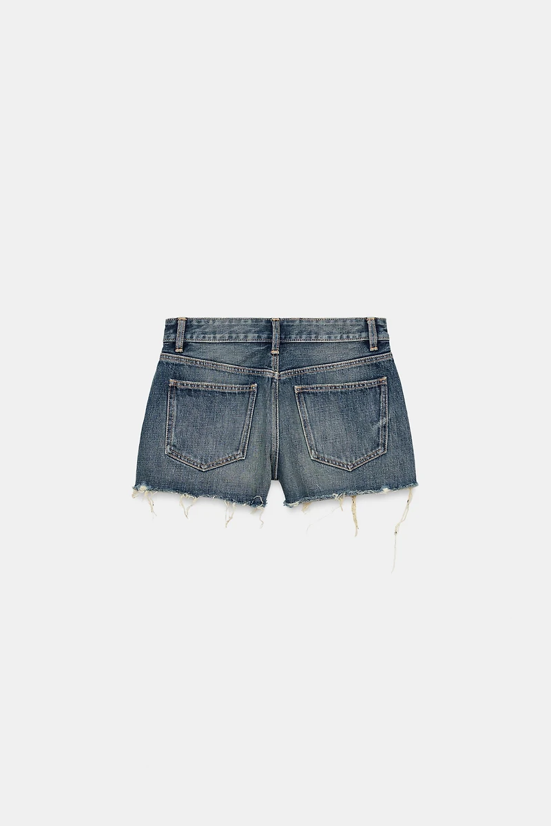 TRF RIPPED MID-RISE DENIM SHORTS