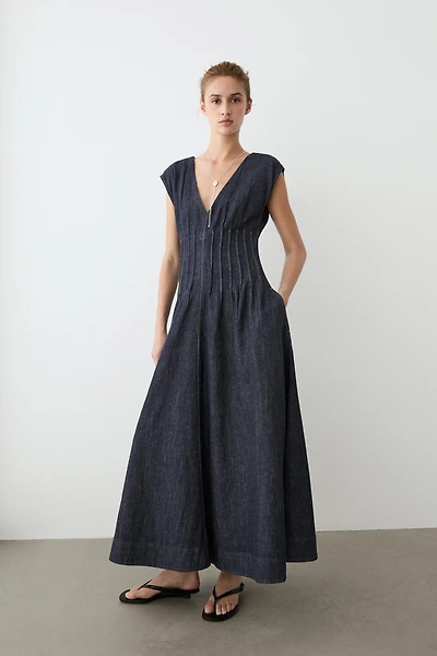 Robe midi en denim