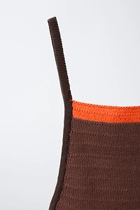 CONTRAST STRIPE CROCHET KNIT TOP