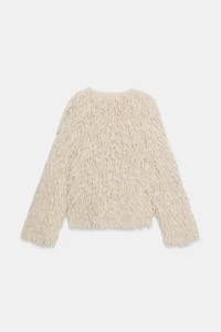 GILET EN MAILLE À FRANGES EFFET BROSSÉ