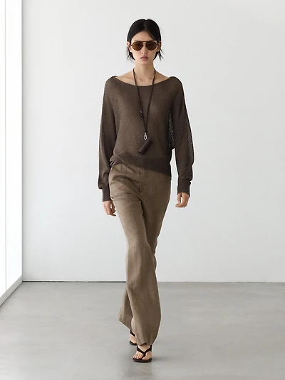 100% linen kick flare trousers
