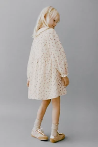 CONTRAST COLLAR FLORAL DRESS