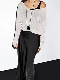 Flowing satin midi skirt