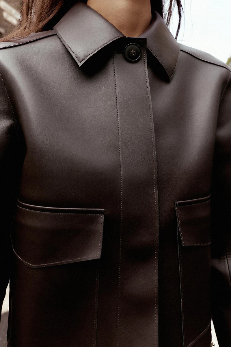 SHORT FAUX LEATHER JACKET