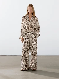 Animal print straight-leg trousers