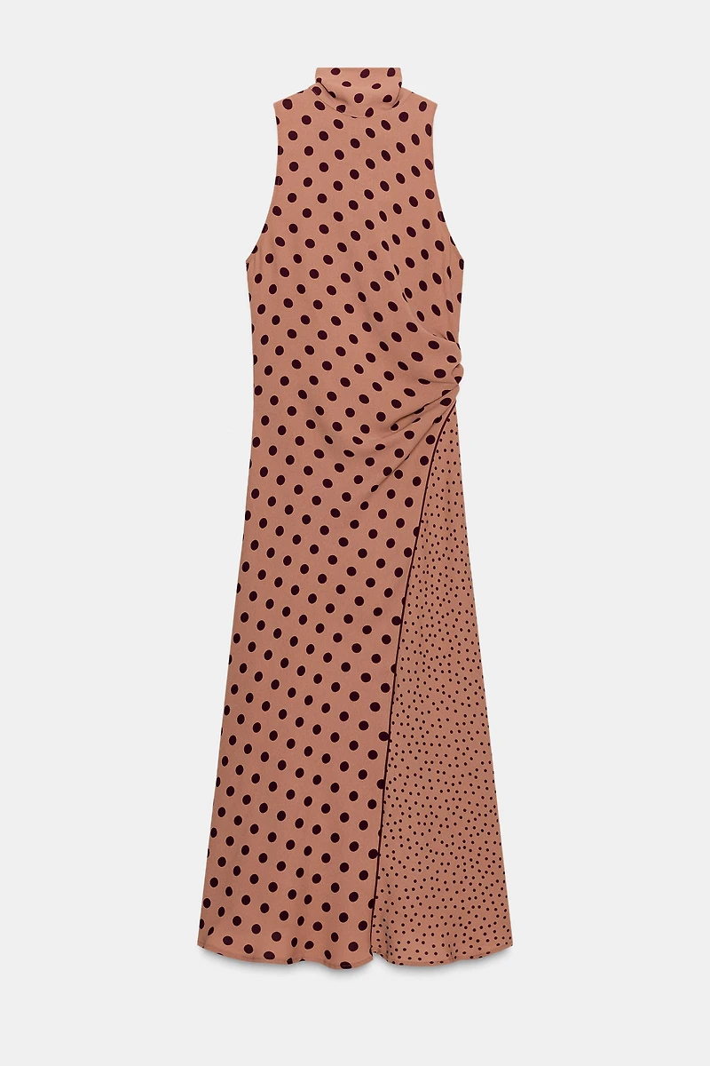 TIED POLKA DOT MIDI DRESS