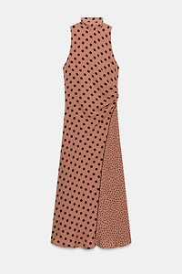 TIED POLKA DOT MIDI DRESS