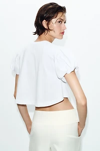 CROPPED VOLUMINOUS SLEEVE T-SHIRT