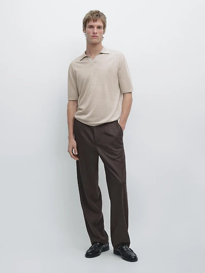 Knit V-neck polo shirt