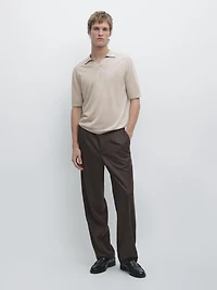 Knit V-neck polo shirt