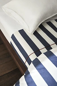 STRIPED FADED COTTON FLAT SHEET