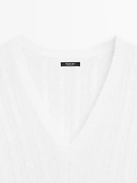 Cotton blend open-knit sweater