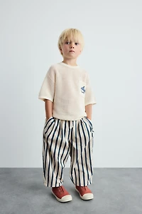 SHARK EMBROIDERED KNIT T-SHIRT