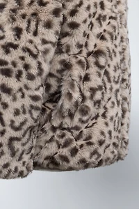 ANIMAL PRINT FAUX FUR JACKET