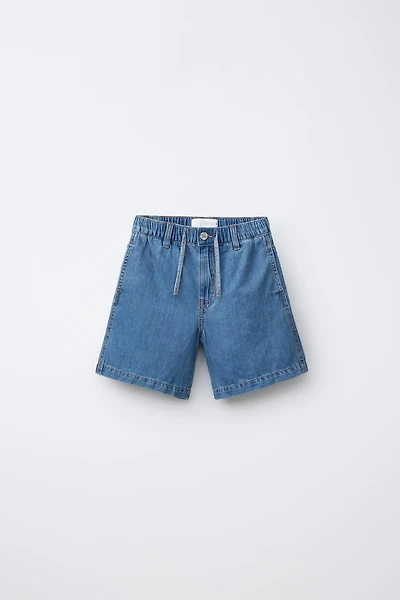 SHORT EN DENIM AVEC COTON ET LIN