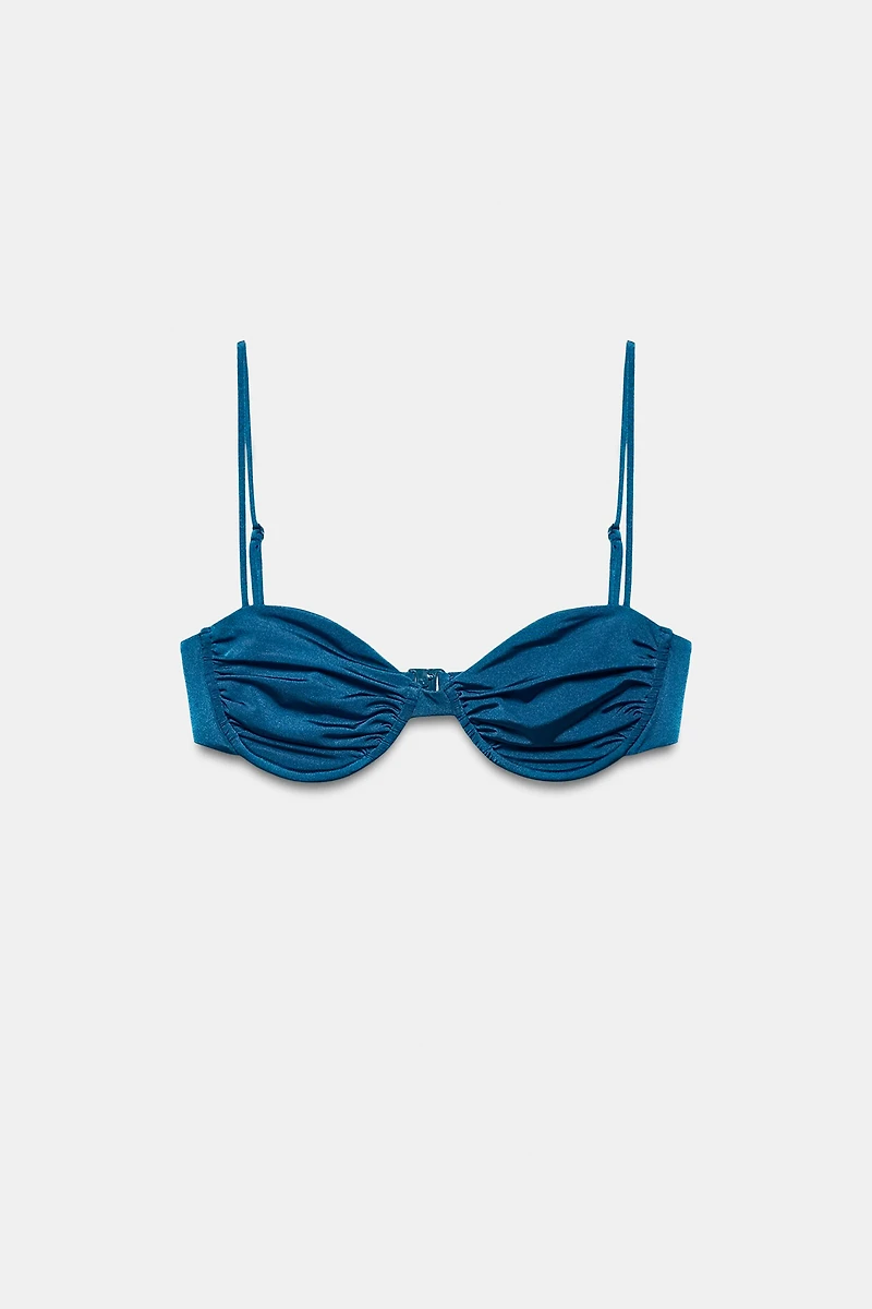 PLEATED UNDERWIRE BIKINI TOP